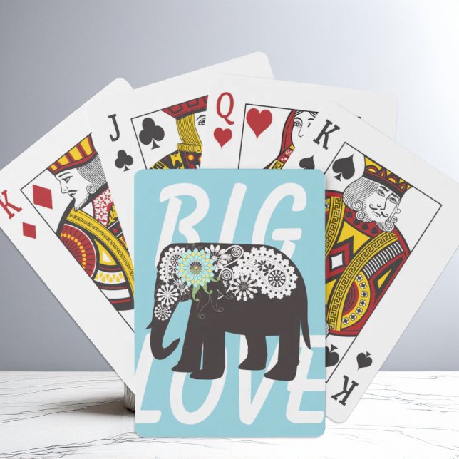 Paisley Elephant Design Elegant Cute Light Blue Playing Cards (Creator Uploaded)