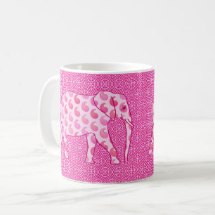 Paisley elephant - ice pink and fuchsia coffee mug