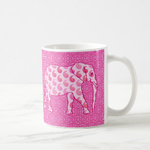 Paisley elephant - ice pink and fuchsia coffee mug