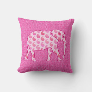 Paisley elephant - ice pink and fuchsia cushion