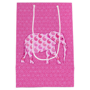 Paisley Elephant, Ice Pink and Fuchsia Medium Gift Bag