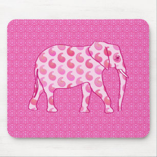 Paisley elephant - ice pink and fuchsia mouse mat