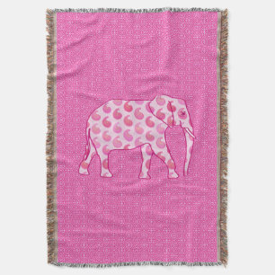 Paisley elephant - ice pink and fuchsia throw blanket