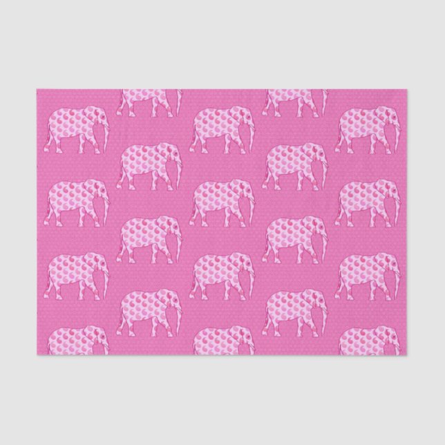 Paisley Elephant, Ice Pink and Fuchsia Tissue Paper (Front)