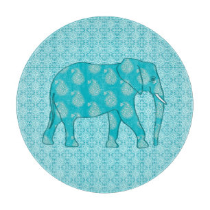 Paisley elephant - turquoise and aqua cutting board