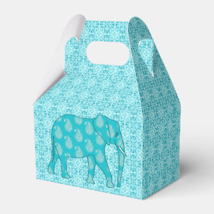 Paisley elephant - turquoise and aqua favour box