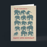 Paisley Elephants 15th Birthday Card for Grandson<br><div class="desc">A  fun 15th Birthday Card for a Grandson,  with silhouettes  of fifteen Elephants,  each filled with a Paisley pattern,  on a Burlap background. Part of the Posh & Painterly 'Heffalumps' collection.</div>