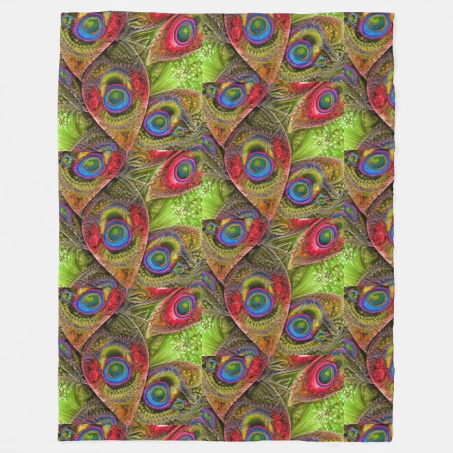 Paisley feathers2 Fleece Blanket (Front)