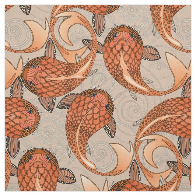 paisley fish bisque fabric (Swatch)