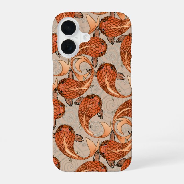 paisley fish bisque iPhone 16 case (Back)