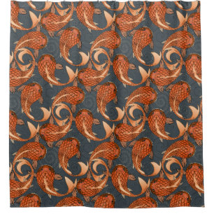 paisley fish dark grey shower curtain