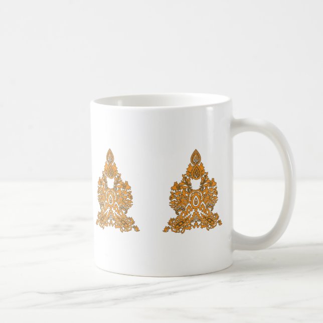 Paisley Floral Art • Orange Boho Decor Coffee Mug (Right)