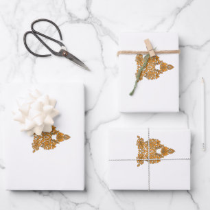 Paisley Floral Art • Orange Boho Decor Wrapping Paper Sheet