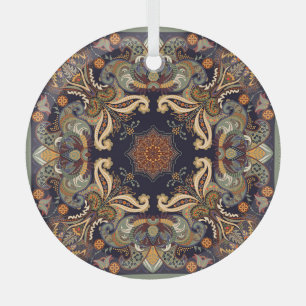Paisley Floral: Batik Shawl Elegance. Glass Tree Decoration