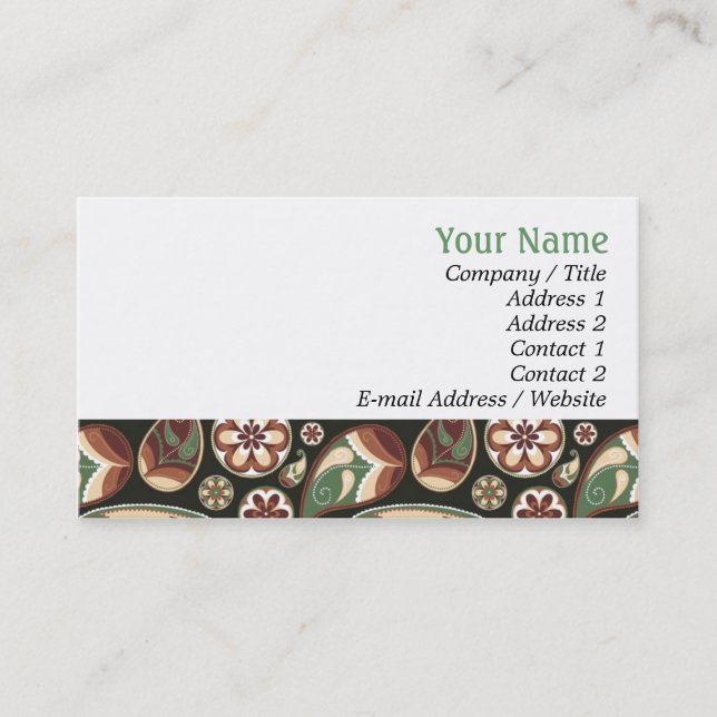 Paisley & Floral Business Cards (Front)