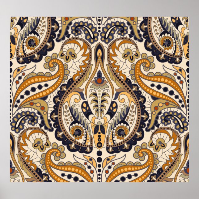 Paisley Floral: Colourful Seamless Design Poster (Front)