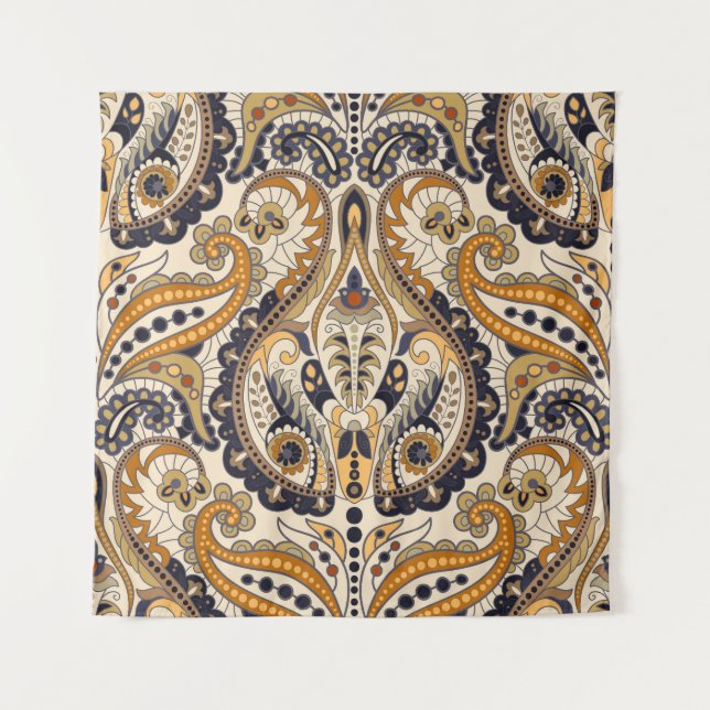 Paisley Floral: Colourful Seamless Design Tapestry (Front)