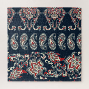 Paisley floral, damask vintage pattern. jigsaw puzzle