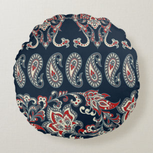 Paisley floral, damask vintage pattern. round cushion