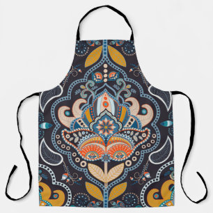 Paisley Floral: Dark Indian Pattern Apron