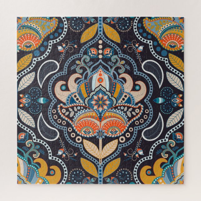 Paisley Floral: Dark Indian Pattern Jigsaw Puzzle (Vertical)