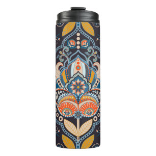 Paisley Floral: Dark Indian Pattern Thermal Tumbler