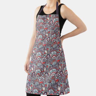 Paisley Floral Doodle Pattern Apron
