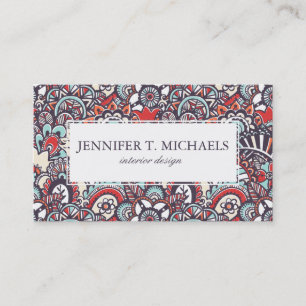 Paisley Floral Doodle Pattern Business Card