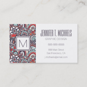 Paisley Floral Doodle Pattern Business Card