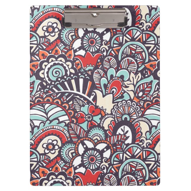 Paisley Floral Doodle Pattern Clipboard (Front)