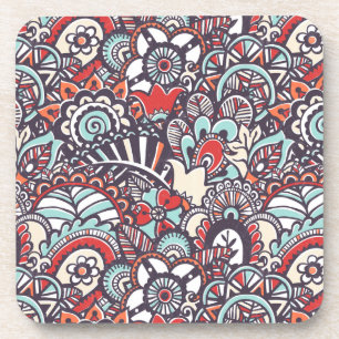 Paisley Floral Doodle Pattern Coaster