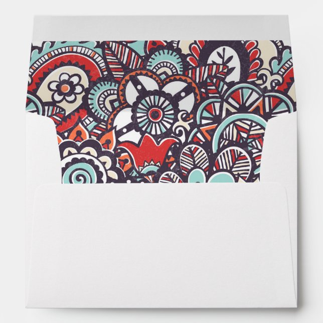 Paisley Floral Doodle Pattern Envelope (Back (Bottom))