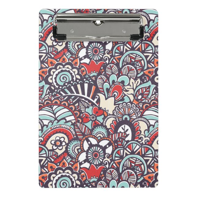 Paisley Floral Doodle Pattern Mini Clipboard (Front)