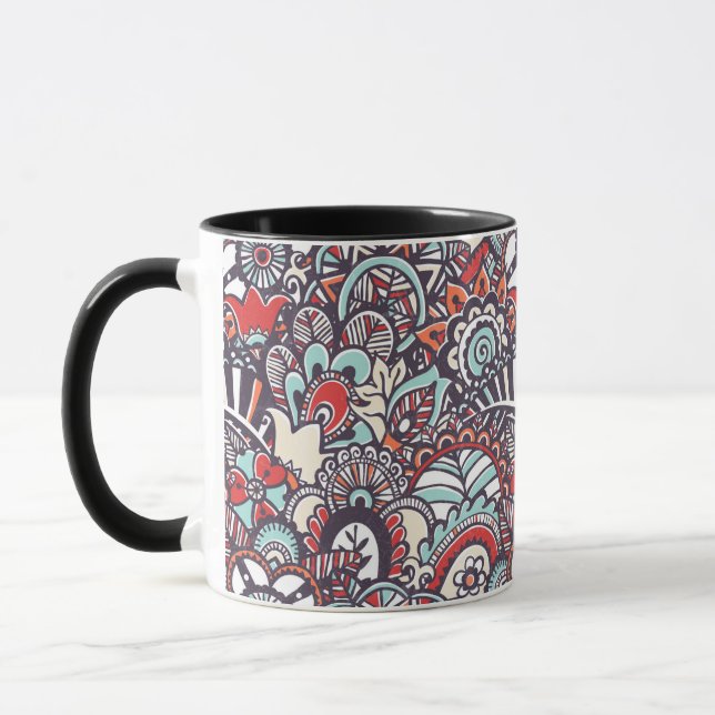 Paisley Floral Doodle Pattern Mug (Left)