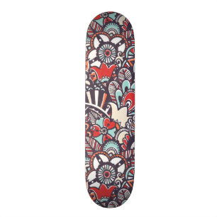 Paisley Floral Doodle Pattern Skateboard