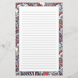 Paisley Floral Doodle Pattern Stationery