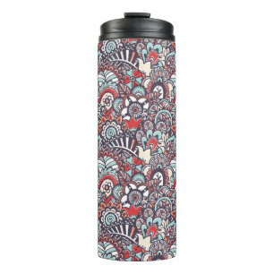 Paisley Floral Doodle Pattern Thermal Tumbler