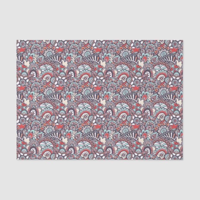 Paisley Floral Doodle Pattern Tissue Paper (Front)