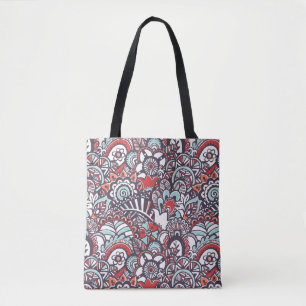 Paisley Floral Doodle Pattern Tote Bag