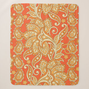 Paisley Floral ethnic seamless Pattern. Arabic Orn Sherpa Blanket