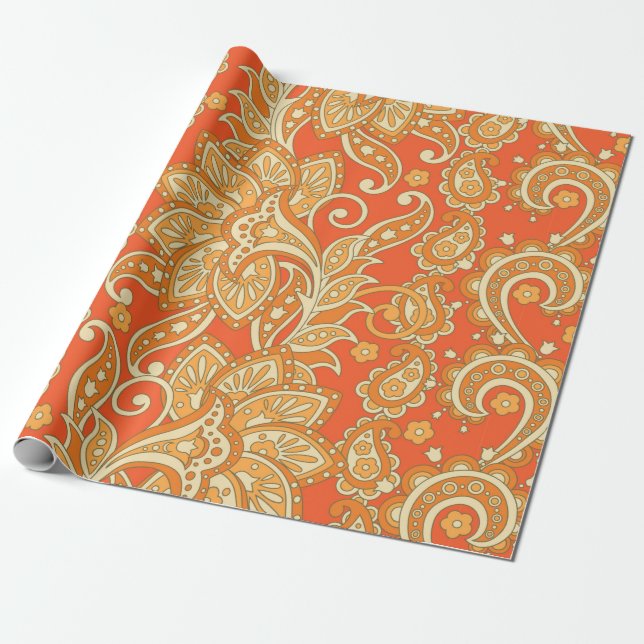 Paisley Floral ethnic seamless Pattern. Arabic Orn Wrapping Paper (Unrolled)