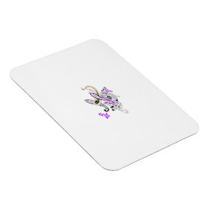 Paisley Floral Motif – Boho White Purple Orange  Magnet