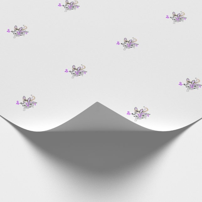 Paisley Floral Motif – Boho White Purple Orange  Wrapping Paper (Corner)