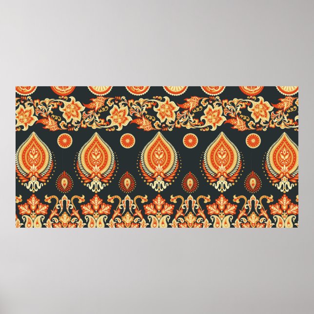 Paisley Floral oriental ethnic Pattern. Seamless A Poster (Front)
