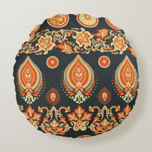 Paisley Floral oriental ethnic Pattern. Seamless A Round Cushion