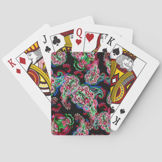 Paisley Floral Pattern, Ethnic Background. Playing Cards (Back)