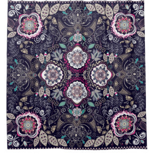 Paisley floral pattern shower curtain