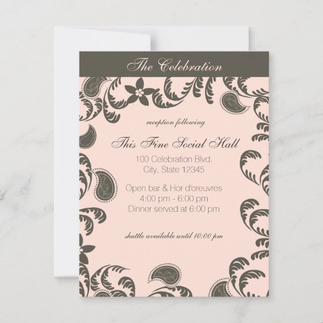 Paisley Floral Reception Invitation (Front)
