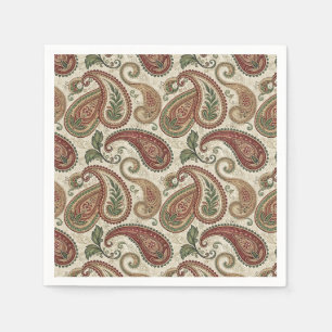Paisley & Floral Scroll Damask Textile Pattern Art Napkin