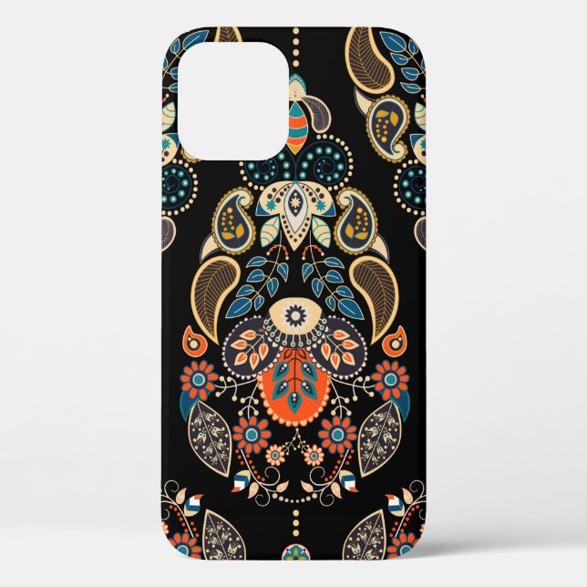 Paisley floral seamless pattern. Dark backdrop wit Case-Mate iPhone Case (Back)